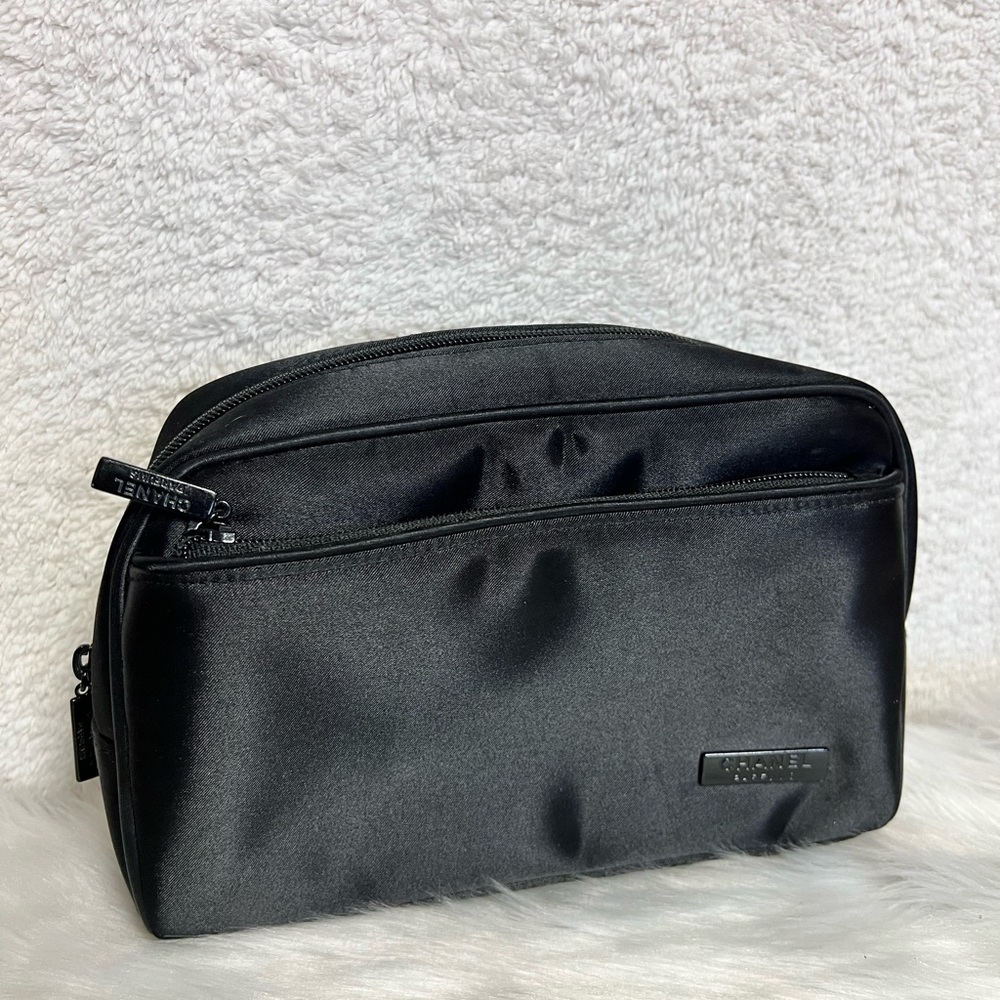 Chanel Black Toiletry Bag with Rectangular Shape and Zipper Closure